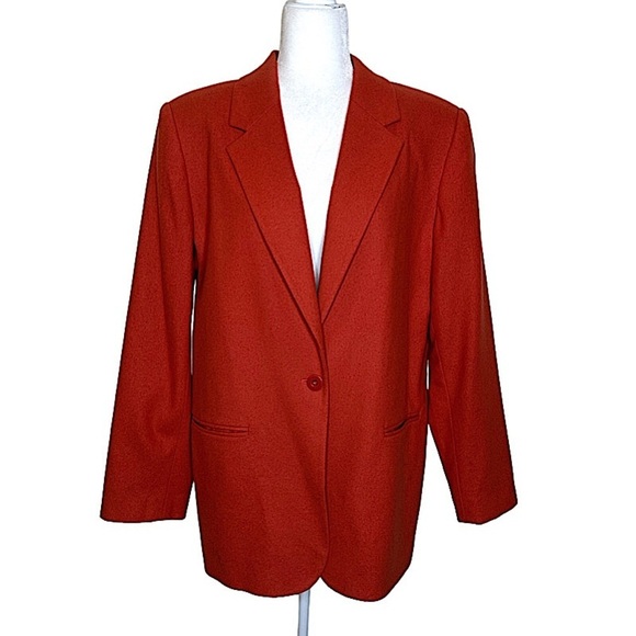 Requirements Vintage  Burnt Orange Wool Blend Blazer Jacket Size: 16 Classic - Picture 1 of 13